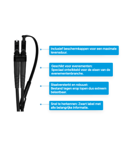 TTL, Glasvezel Patchkabel, OS2, DX, LC/upc-LC/upc, staal gearmeerd, zwart