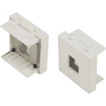 TTL, Outlet 1v, 45x45mm, Bezel recht wit, geschikt voor keystone, RAL9010, High Quality