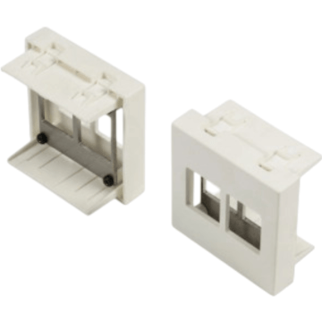 TTL, Outlet 2v, 45x45mm, Bezel recht wit, geschikt voor keystone, RAL9010, High Quality