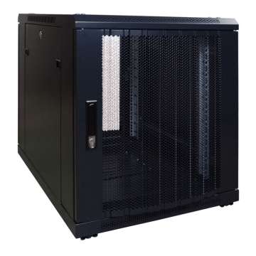 BasicLine, Mini Patchkast 12HE, 19inch, B600xD800xH720mm, Geperf. voor-achterdeur, RAL9005