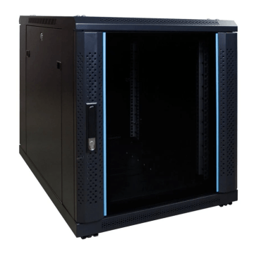 BasicLine, Mini Patchkast 12HE, 19inch, B600xD800xH720mm, Glasdeur, achter staal, RAL9005
