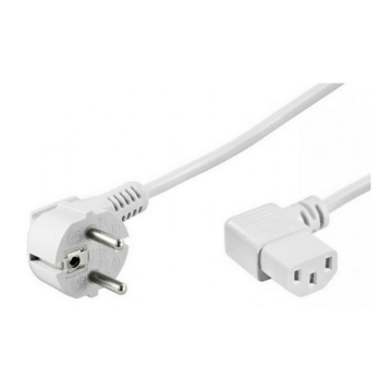 Basicline, Netsnoer, Schuko Haaks naar C13, geaard, 16A, 250v, wit, 5m