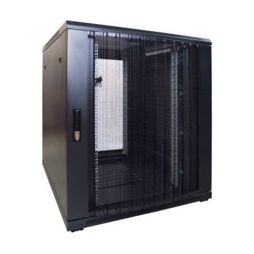 BasicLine, Patchkast 18HE, 19inch, B800xD1000xH1000mm, Geperf.voor-achterdeur, RAL9005