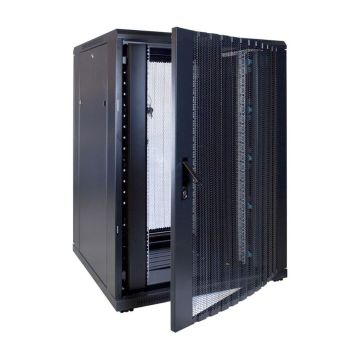 BasicLine, Patchkast 22HE, 19inch, B800xD800xH1200mm, Geperf. voor-achterdeur, RAL9005