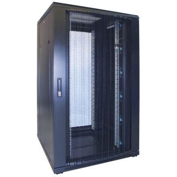 BasicLine, Patchkast 27HE, 19inch, B800xD800xH1400mm, Geperf. voor-achterdeur, RAL9005