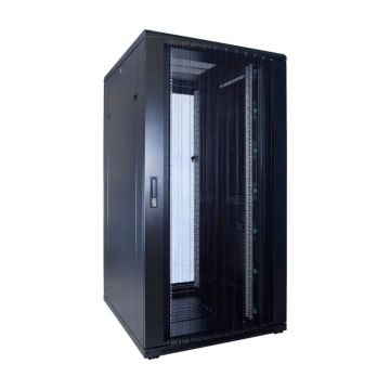 BasicLine, Patchkast 32HE, 19inch, B800xD1000xH1600mm, Geperf. voor-achterdeur, RAL9005