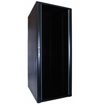 BasicLine, Patchkast 32HE, 19inch, B800xD800xH1600mm, Glasdeur, achter staal, RAL9005