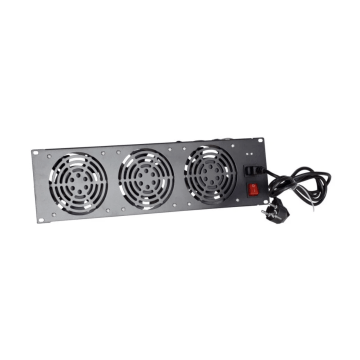Basicline, Ventilator unit, 3v, geschikt om tussen de 19inch stijlen te plaatsen, zwart