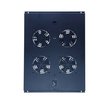 BasicLine, Ventilator unit, 4v incl.Therm, B410xD550xH40mm, 800mm diepe Patchkasten, RAL9005