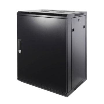 BasicLine, Wandkast 15HE, 19inch, B600xD450xH770mm, Metaaldeur, achter staal, RAL9005