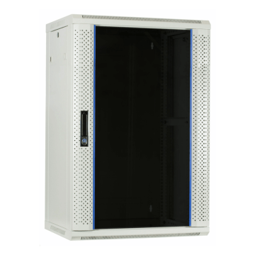 BasicLine, Wandkast 18HE, 19inch, B600xD450xH900mm, Glasdeur, achter staal, RAL7035