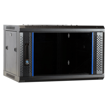 BasicLine, Wandkast 6HE, 19inch, B600xD450xH368mm, Glasdeur, achter staal, RAL9005