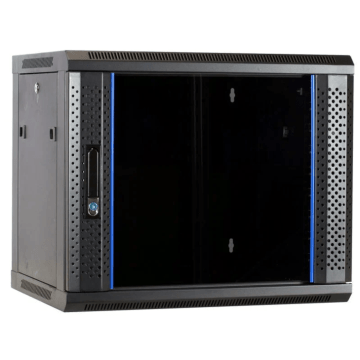 BasicLine, Wandkast 9HE, 19inch, B600xD450xH500mm, Glasdeur, achter staal, RAL9005