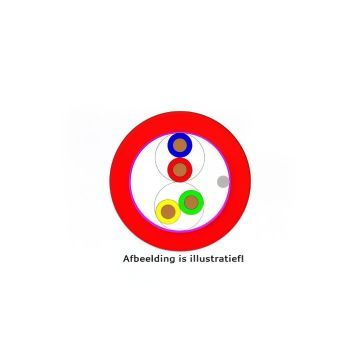 Brandmeldkabel, H(St)H B2ca-s1.d1.a1, rood, 2x2x0.8 mm, OD 6.5mm, 500m
