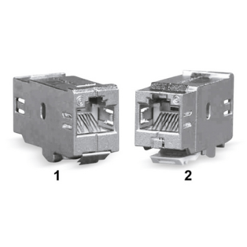 2x RJ45 180 graden koppelstuk, Module en Keystone fit