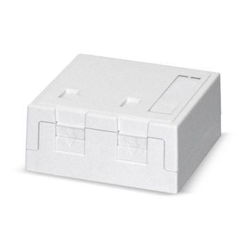 CP Opbouwdoos 2v wit + stofklep, leeg tbv keystones, L68xB65xH30mm, RAL9010