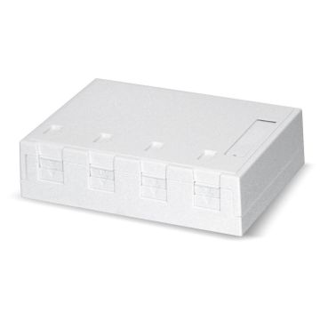 CP Opbouwdoos 4v wit + stofklep, leeg tbv keystones, L118xB85xH30mm, RAL9010