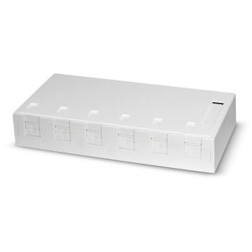 CP Opbouwdoos 6v wit + stofklep, leeg tbv keystones, L175xB85xH30mm, RAL9010