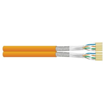 Datakabel Cat6a/Ea, S/FTP 650Mhz, 7060, Dca-s2.d1.a1, 2x4P TWIN, LSOH oranje (AWG23)