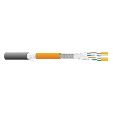 Datakabel Cat7a/Fa, S/FTP 1300Mhz, 7702, B2ca-s1a.d1.a1, PE/LSOH, zwart/oranje (AWG22)
