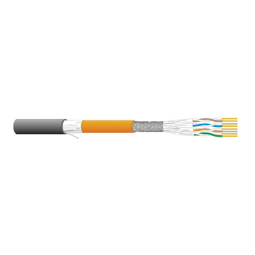 Datakabel Cat7a/Fa, S/FTP 1300Mhz, 7702, Cca-s1a.d1.a1, PE/LSOH, zwart/oranje (AWG22)