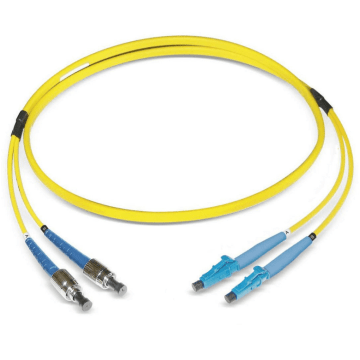 Glasvezel Patchkabel, OS2, DX, ST/pc-LC/pc, LSZH, Geel, 2m, Oval, G657A