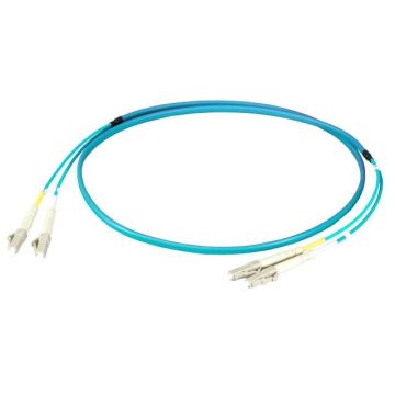 Glasvezel Patchkabel, OM3, DX, LC/pc-LC/pc, LSZH, Turkoois, 2m, Oval
