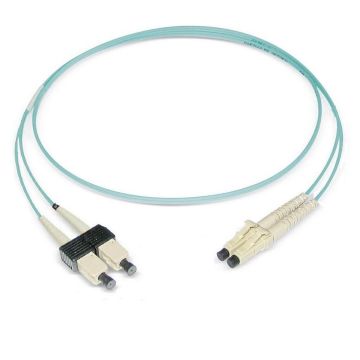 Glasvezel Patchkabel, OM3, DX, SC/pc-LC/pc, LSZH, Turkoois, 3m, Oval