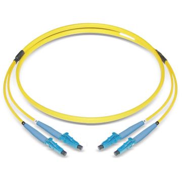 Glasvezel Patchkabel, OS2, DX, LC/pc-LC/pc, LSZH, Geel, 2m, Oval, G657A