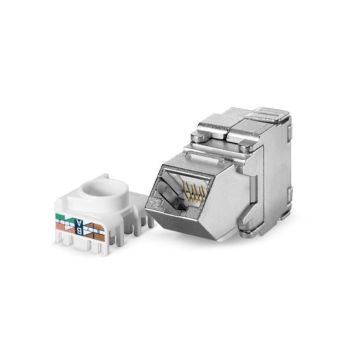 Keystone Cat6A, Shielded, KS-TA 1/8 STP RJ45, 45graden haaks, Toolless, Metaal