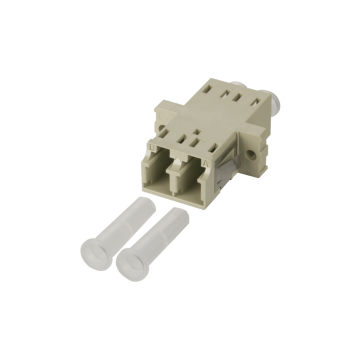 Koppelstuk OM1/OM2, LC Duplex, Beige, MM, Excl.schroefjes