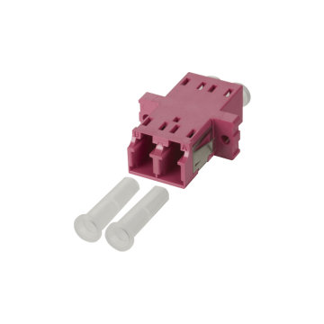 Koppelstuk OM4, LC Duplex, Roze, MM, Excl.schroefjes