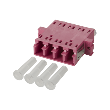 Koppelstuk OM4, LC Quad, Roze, MM, Excl.schroefjes