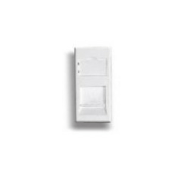 Outlet 1v, 45x22.5mm, Bezel recht wit, geschikt voor keystone, smal, RAL9010