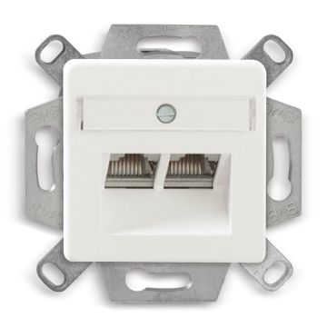 Outlet CSA+, 2xRJ45, Cat6A, centrplt Excl.raam, 35mm inbouwdiepte, RAL9010