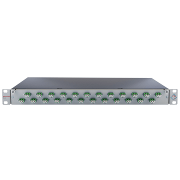 Prefab Lade, OV-S, 12xLCD, 24 Pigtails OS2, RAL9005, Front offset horiz., Incl.ANT
