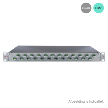 Prefab Lade, OV-S, 24xLCD, 48 Pigtails OM3, RAL7035, Front offset horiz., Incl.ANT