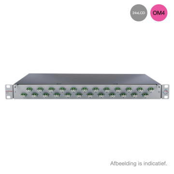 Prefab Lade, OV-S, 24xLCD, 48 Pigtails OM4, RAL7035, Front offset horiz., Incl.ANT