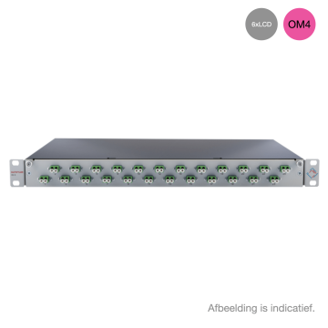 Prefab Lade, OV-S, 6xLCD, 12 Pigtails OM4, RAL7035, Front offset horiz., Incl.ANT