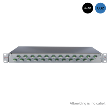 Prefab Lade, OV-S, 6xLCD, 12 Pigtails OS2, RAL7035, Front offset horiz., Incl.ANT