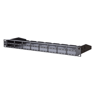 DCCS, Subrack 19inch, 1HE, leeg, geschikt voor 8 koper-glasvezel insteekmodules , zwart