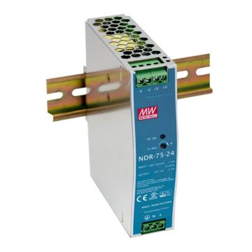 DIN-rail Netvoeding, 24V, 3.2A, 75W, metalen behuizing