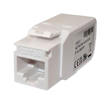 Galvanische Isolator Medisch, RJ45 Keystone 2x Female, EN60601-1 compliant, Wit