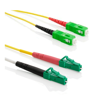 Glasvezel Patchkabel, OS2, DX, LC/apc8-SC/apc8, LSZH, Geel, 0.5m, Fig8, G657A