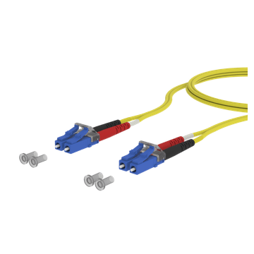 Glasvezel Patchkabel, OS2, DX LC-D/upc-LC-D/upc, Grade B, LSZH, Geel, 2m, Fig8, Crossed