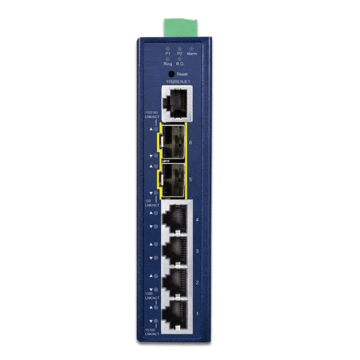 Industriele DIN Rail Switch, 4xRJ45 10/100/1000T en 2xSFP 1G/2.5G, Managed L2+, excl. SFP