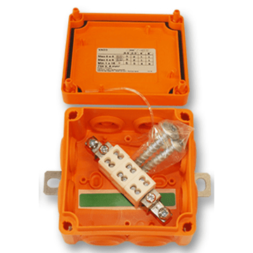 Junction Box VAD ... E30-E90	orange, 100x100x50mm, 3x KR6.4 + 2x PE 16 mm2, VAD 3 3x6 PE plus