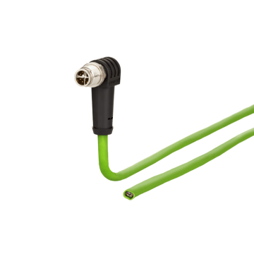 Aansluitkabel, M12 Plug-haaks - Open eind, 8-polig, Cat7, X-coded, PUR, positie 315°, 1m