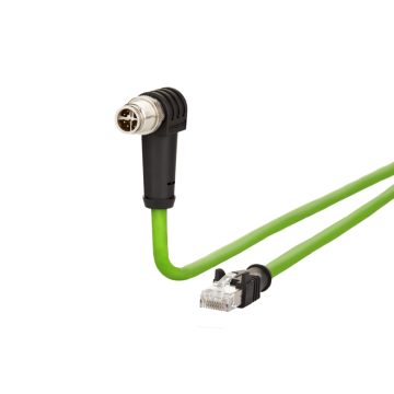 Adapterkabel M12 Plug haaks-RJ45, 8-polig, Cat6a, X-coded, 5m