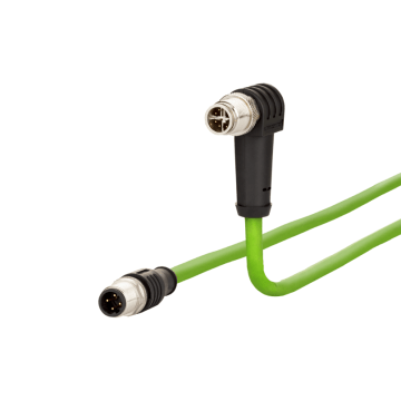 Adapterkabel, M12 Plug-recht - Plug-haaks, 8-polig, Cat7, X-coded, PUR, positie 135°, 2m
